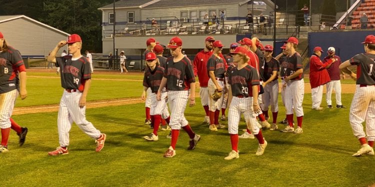 Independence players exit the field after a signature win over Bluefield May 26 at Bowen Field.