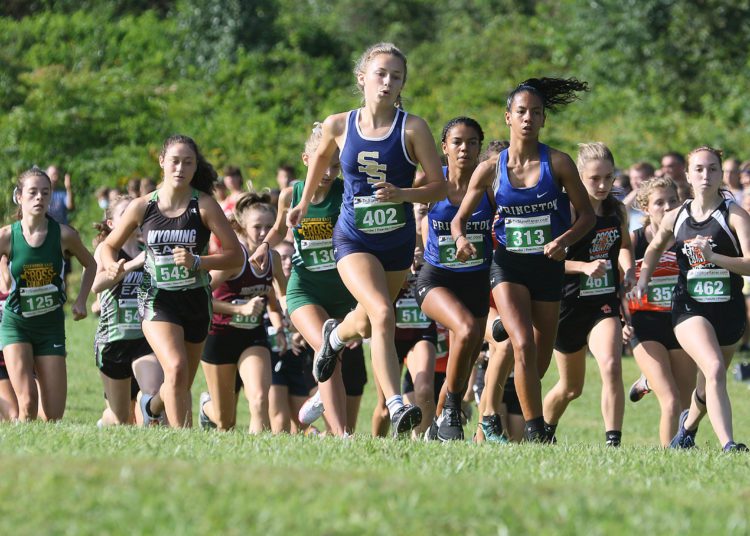 (Brad Davis/For LootPress) Runners from various schools take off from the start of the high school girls portion of the Chick-Fil-A Invitational Saturday morning at Beckley-Stratton Middle School.