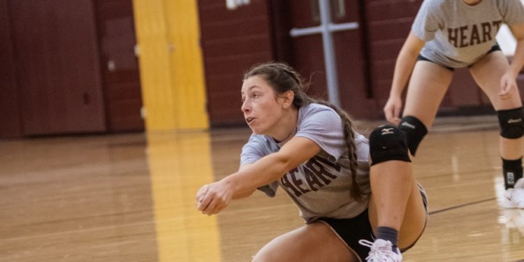 Beckley's Abby Wooton dives for the ball during a practice on Tuesday at Woodrow Wilson. (Heather Belcher/Lootpress).