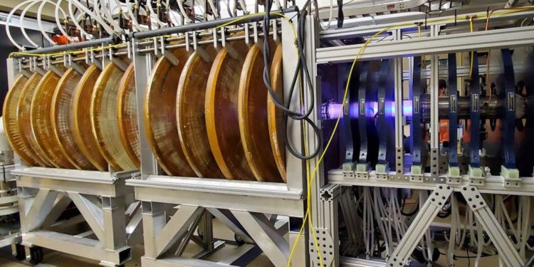 PHASMA, housed within the WVU Department of Physics and Astronomy, is a complex, one-of-its-kind-in-the-world experiment composed of vacuum pumps, electromagnets and lab-created plasma that is revealing new details about how the Universe functions. (WVU Photo)