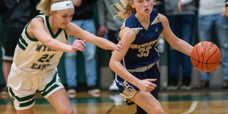 File Photo - Shady Spring's Kierra Richmond (right) drives the ball up the court against Wyoming East on Nov. 30 in New Richmond 
(Heather Belcher/Lootpress)