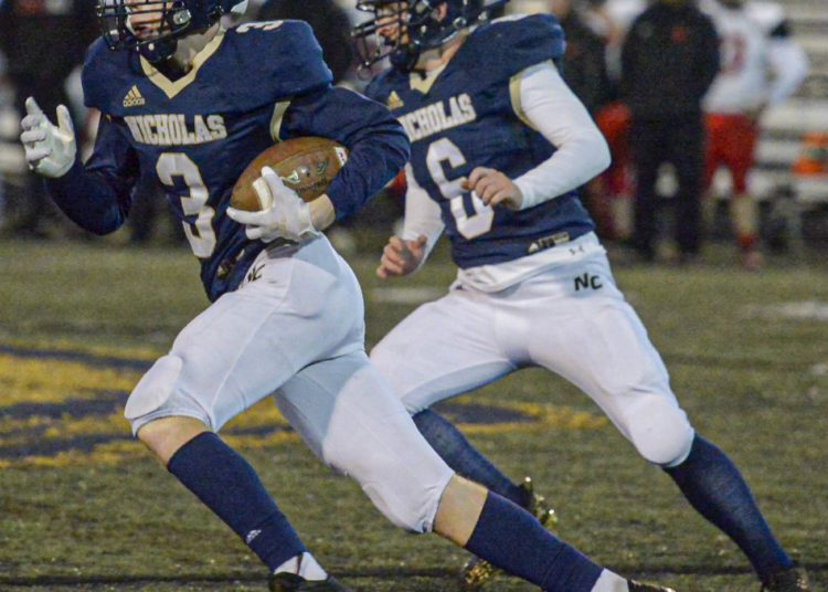Nicholas County’s Jaxson Morriston runs back an interception against Pikeview during Friday action in Summersville. (F. Brian Ferguson/Lootpress)