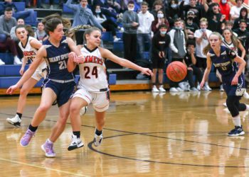 Summers County's Liv Meador goes after a loose ball in a game against Shady Spring on Dec. 20 (File Photo by Karen Akers)
