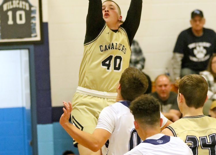 (Brad Davis/For LootPress) Greenbrier West's Dale Boone shoots from three-point range at Meadow Bridge January 21, 2022.
