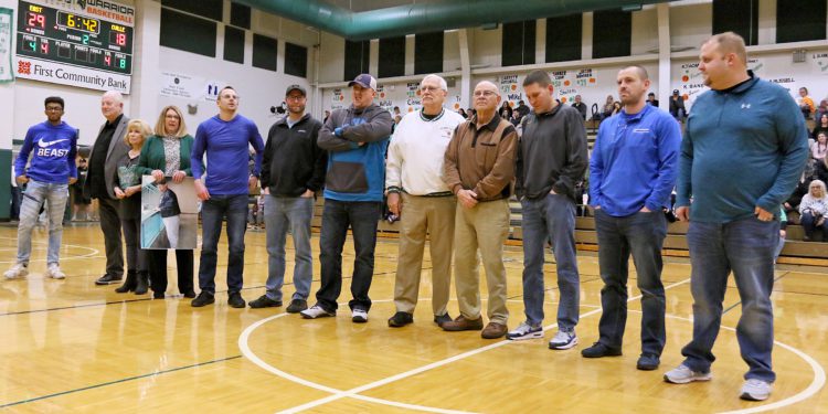 (Brad Davis/For LootPress) Chapmanville at Wyoming East, February 18, 2022 in New Richmond. Halftime ceremony honoring the 2002 State Championship team.