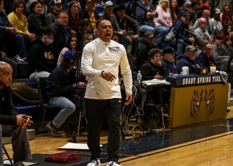 Beckley head coach Ron Kidd coaches his team during a game against Shady Spring on Feb. 16.
(File Photo by Karen Akers)