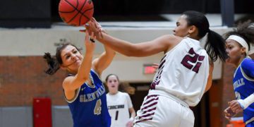 Glenville State's Skylar Davidson goes for the steal during a game against Concord University on Jan. 22 (File Photo by Greg Barnett)