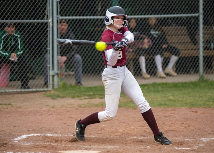 Beckley's Ava Mullins swings at a pitch during a game against Wyoming East on April 4. (Heather Belcher/Lootpress)