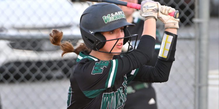 Wyoming East's Savannah Brehm swings during a game against PikeView on April 12.
(Greg Barnett/Lootpress)