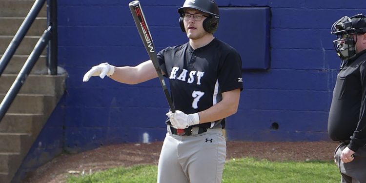 Wyoming East's Jacob Howard steps in to take an at-bat during a game against Bluefield on April 2.