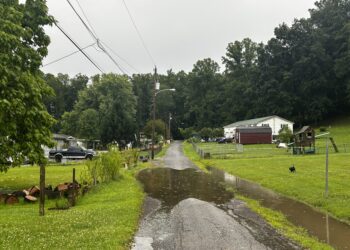 High water has been a problem Friday evening throughout much of West Virginia. This scene from Crawford Street in Oak Hill.