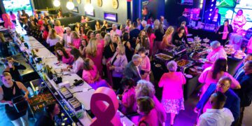 The 2023 Pink Party, held at Cosmo in Morgantown, raised a record $162,616 to benefit Bonnie’s Bus. (Photo by Davidson Chang)