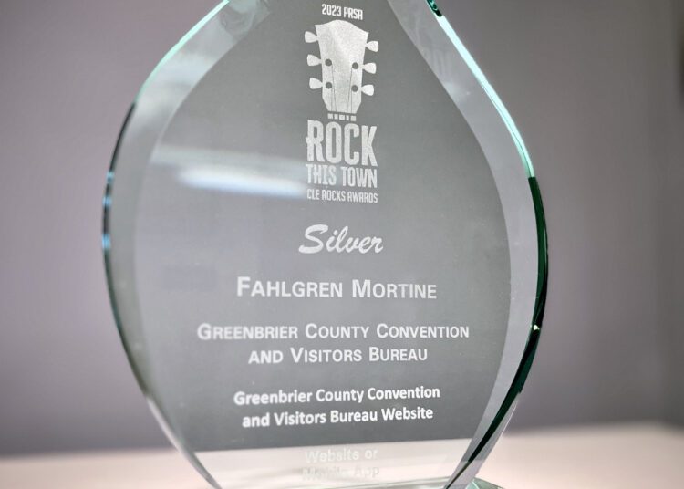 GBV Cleveland Rocks Award.jpg- The Silver Award given to the Greenbrier County CVB and Fahlgren Mortine for the website GreenbrierWV.com