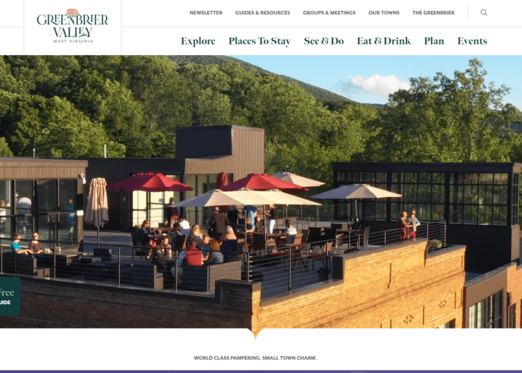 GreenbrierWV.com 1.jpg – A screenshot of the homepage of GreenbrierWV.com