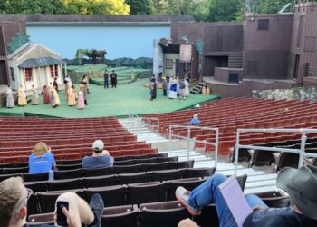 Actors and production staff run through a dress rehearsal for Hatfields & McCoys at the Cliffside Amphitheatre | Photo courtesy David Sibray