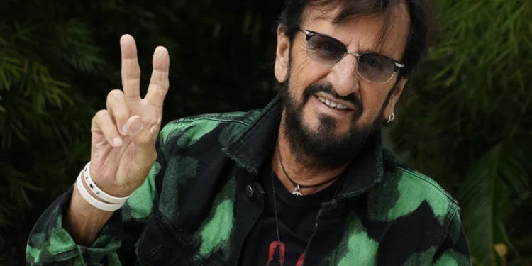 Ringo Starr poses for a portrait, Tuesday, Sept. 5, 2023, at the Sunset Marquis Hotel in West Hollywood, Calif., to promote his EP "Rewind Forward," out October 13. (AP Photo/Chris Pizzello)