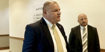 Attorney, Brandon Steele and Raleigh County Prosecutor, Ben Hatfield address the media following Wednesday’s hearing