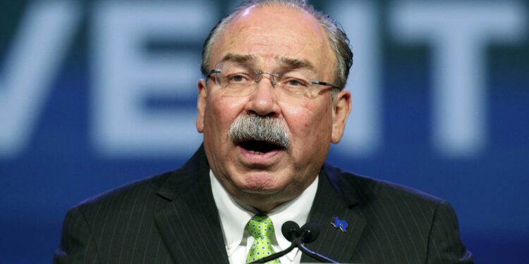 FILE - Gilberto Hinojosa opens up the general session at the Texas Democratic Convention Friday, June 22, 2018, in Fort Worth, Texas. (AP Photo/Richard W. Rodriguez, File)