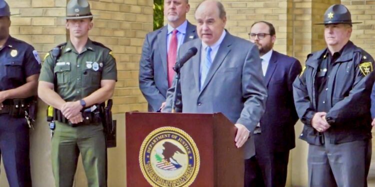 U.S. Attorney Will Thompson & law enforcement officials during a 2024 press conference (LP Photo/Cameron Gunnoe)