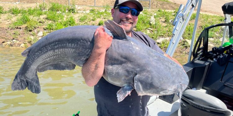 Justin Connor from Milton, W.Va., caught a 51.49-inch, 66.30-pound blue catfish on the Kanawha River in Putnam County, breaking the state's previous blue catfish length record.