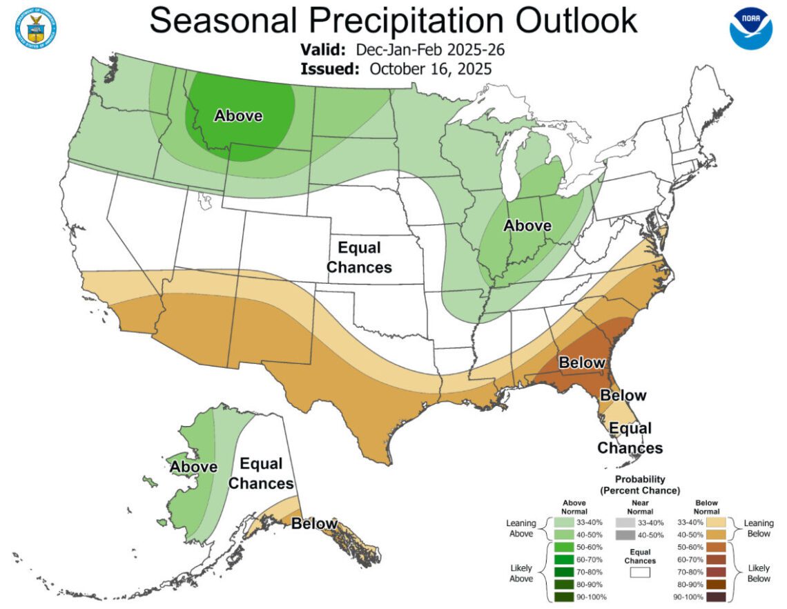 NOAA Predicts Warmer, Drier Winter for the South and Cooler, Wetter ...