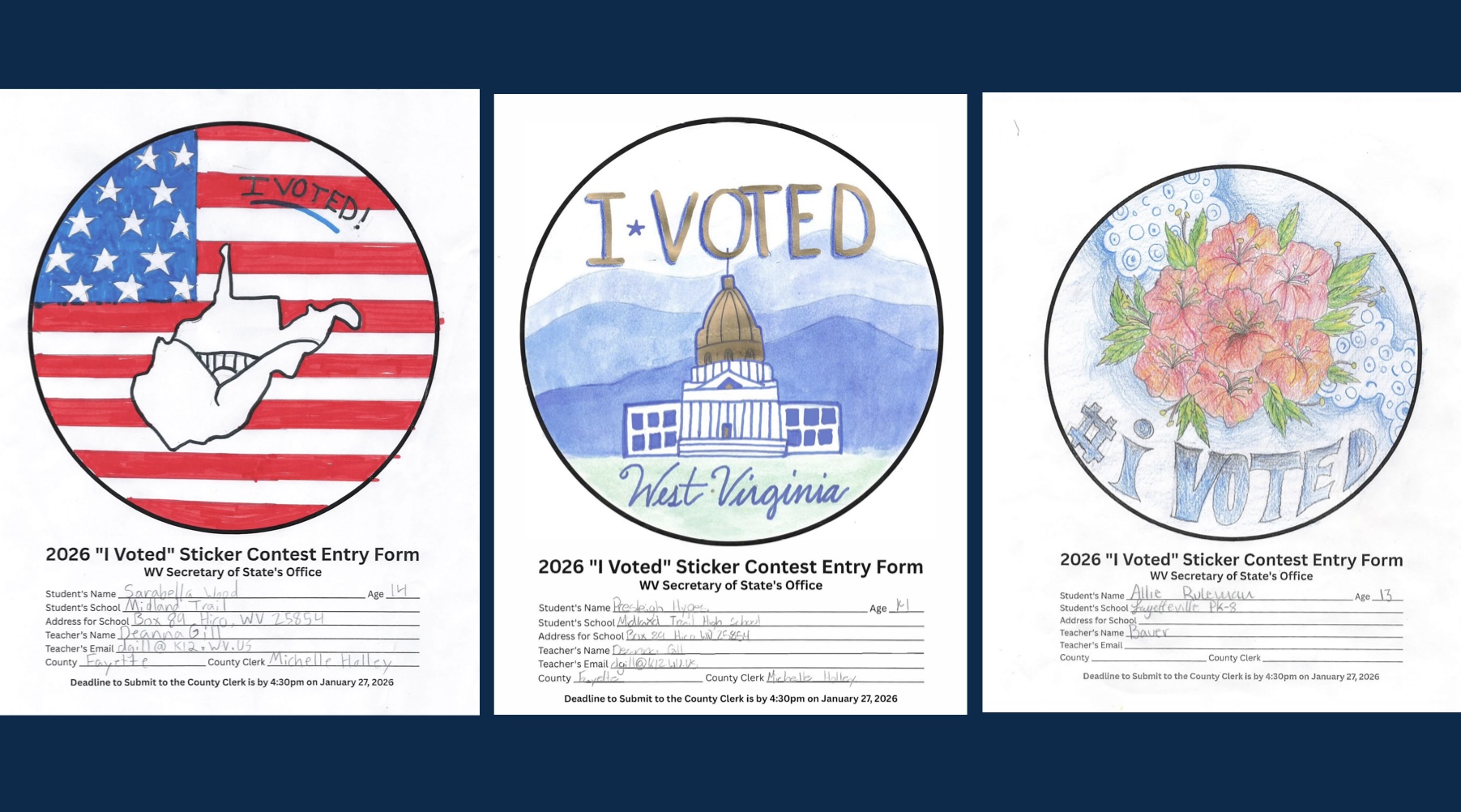 Fayette County student artists recognized in state’s first “I Voted!” Sticker Contest