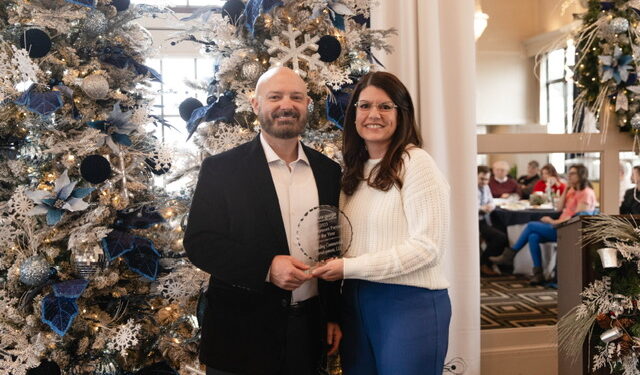 Caption:  Jerime Dudding of Dudding Commercial Development LLC was recently awarded 2025 Development Partner of the Year by Jina Belcher, Executive Director of the New River Gorge Regional Development Authority (NRGRDA), at a recent NRGRDA/West Virginia Hive Showcase and Awards event in Beckley.