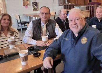 Governor Patrick Morrisey with Republican 10th Senatorial District candidate Jonathan Comer
