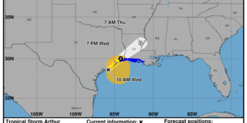 Tropical Storm Arthur Forms Near Texas Coast, Life-Threatening Flooding Expected Across Gulf States
