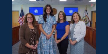 The 2027 finalists pictured left to right: JoAnn Gilbert, Brooklyn Long, Andrea Helms and Michelle Shreve. Lisa Cook is not pictured. (West Virginia Department of Education)