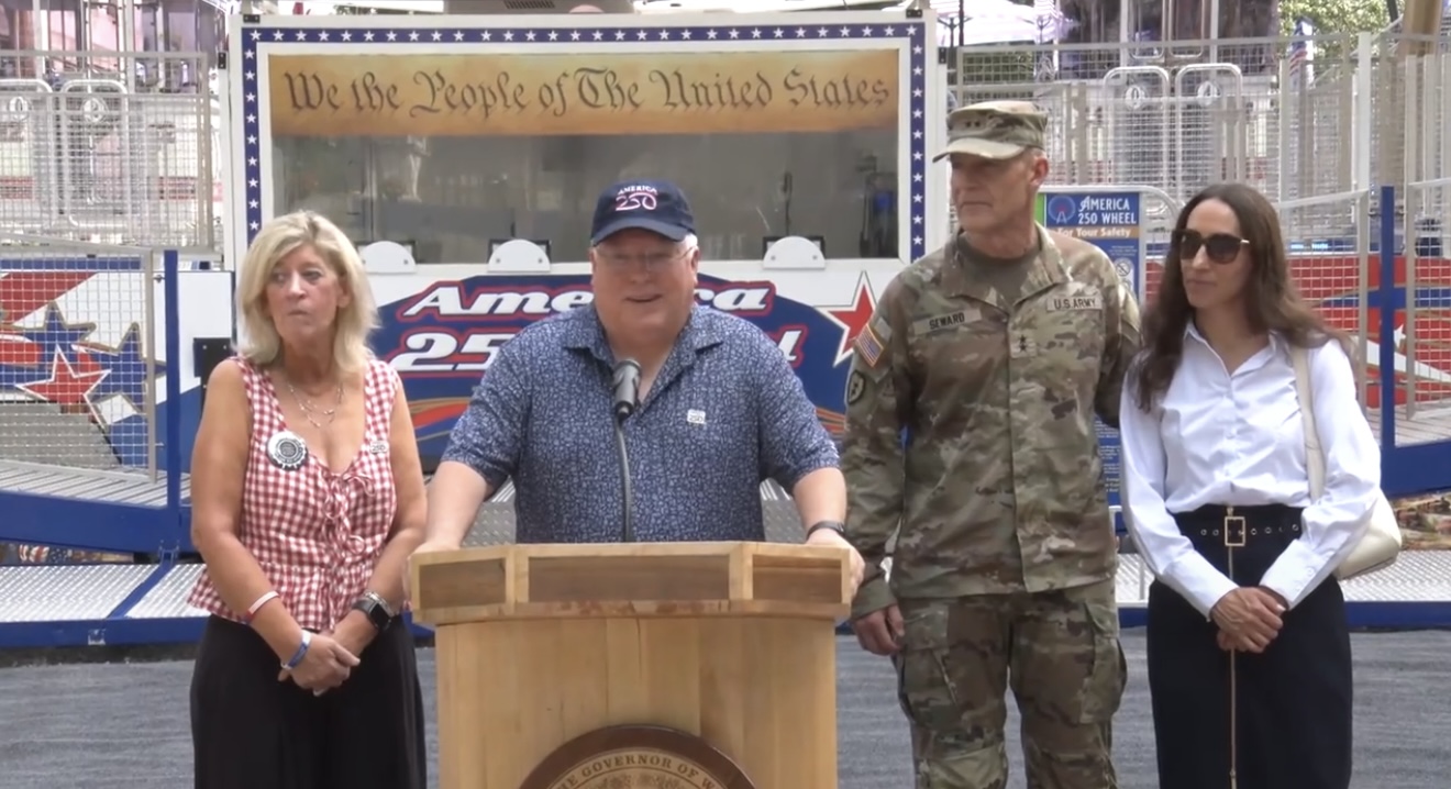 Governor Morrisey takes inaugural ride on America250 Wheel at State Capitol