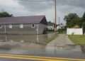 High water along Oyler Avenue in Oak Hill Sunday evening.