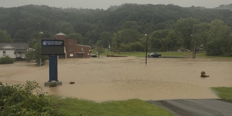 Flooding at Kilsyth Freewill Baptist Church in Mount Hope