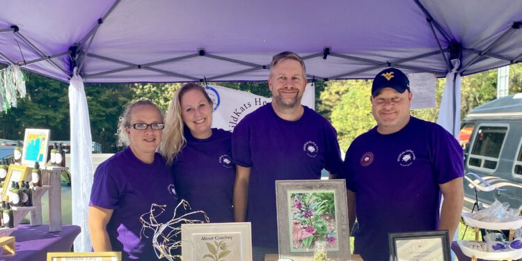 West Virginia Hive client -- WildKat's Herbal Oasis, LLC – was at the 2025 Bridge Day and will be back again in 2026. From left to right are Katrina Johnson, Founder and CEO; Amber Graham; Jason White; and Zach Johnson.